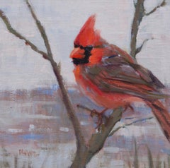 Looking Out For His Young, oíl, Texas Bird  , Impressionism , SW Art, Texas Artist
