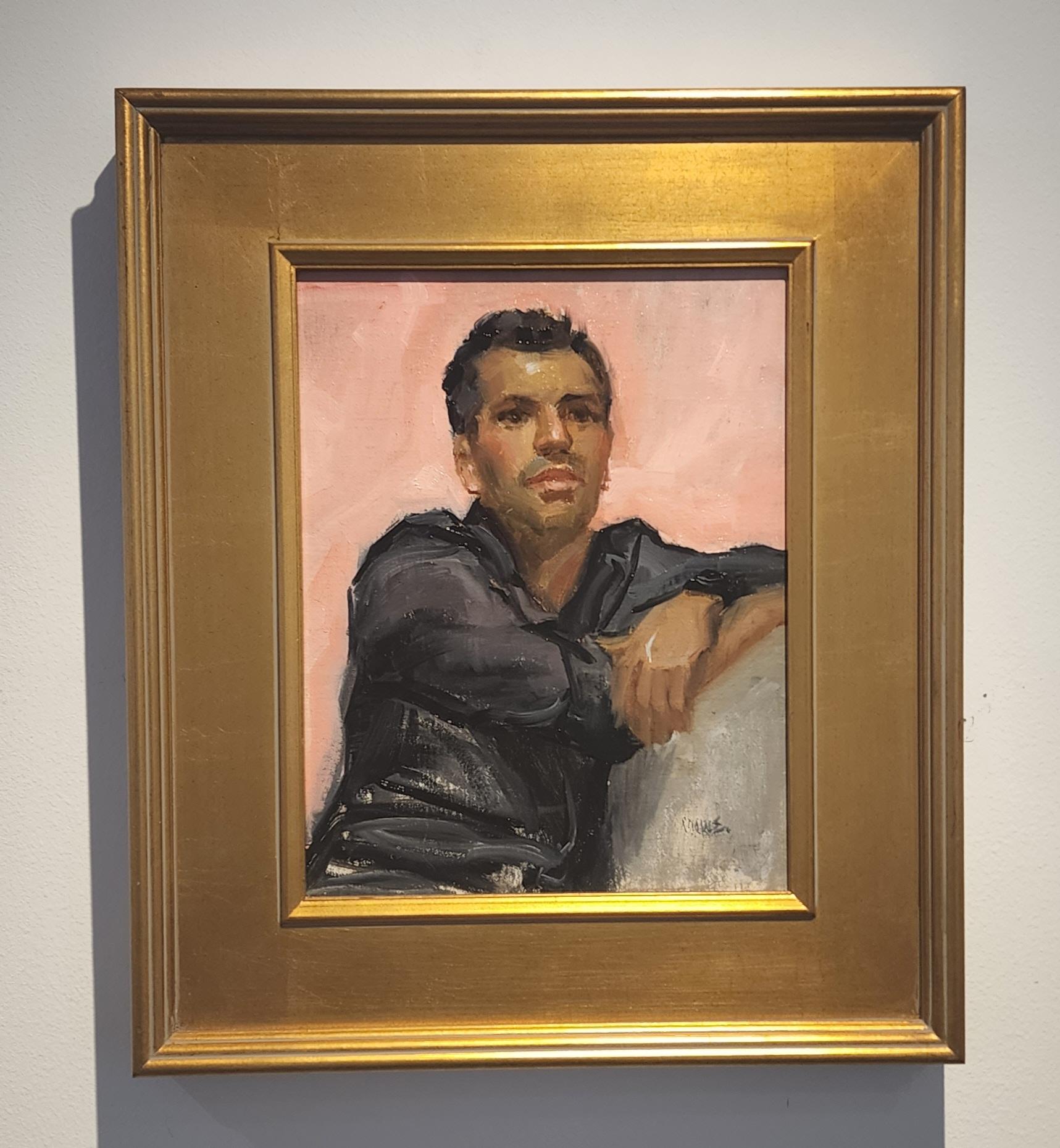 Mario Mario, Öl auf Leinen/Paneel, Impressionismus, Ölmaler von Amerika, Porträt  – Painting von Judy Crowe