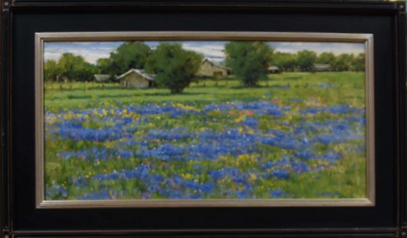 Texas in the Spring, oil , TX Hill Country , Impressionism , SW Art Magazine  - Impressionist Painting by Judy Crowe