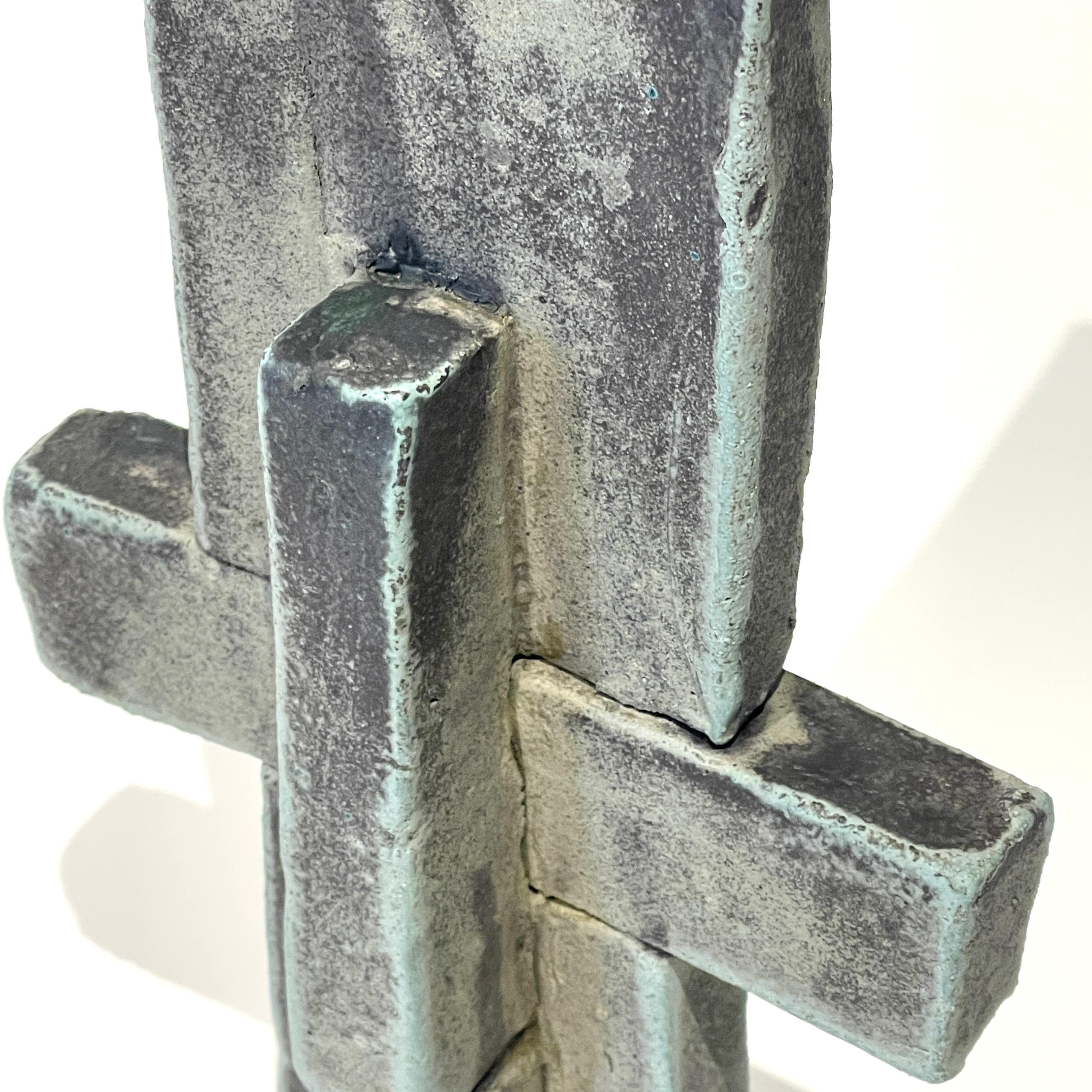 'Cross Reference' Weathered Bronze Ceramic Sculpture For Sale 4