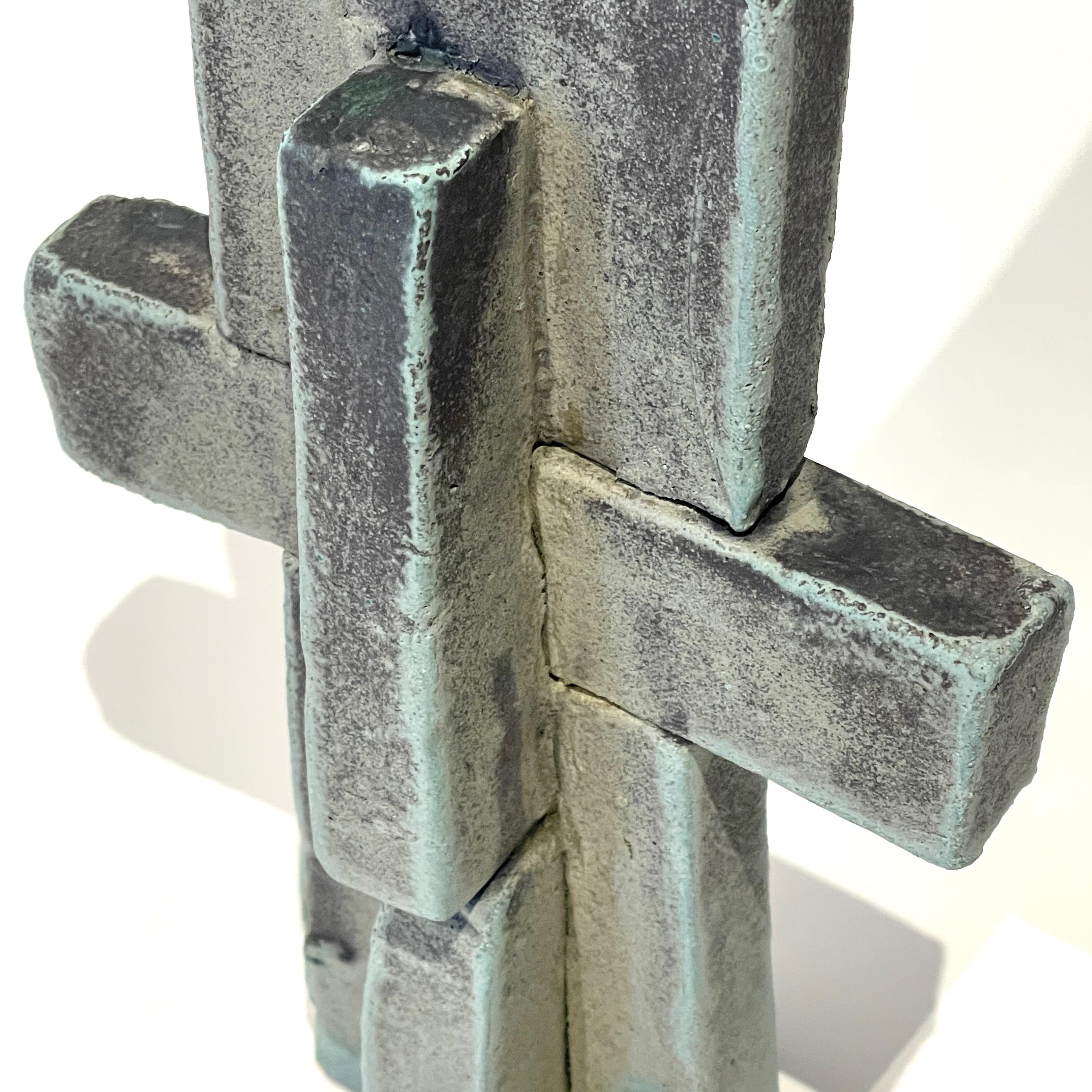 'Cross Reference' Weathered Bronze Ceramic Sculpture For Sale 5