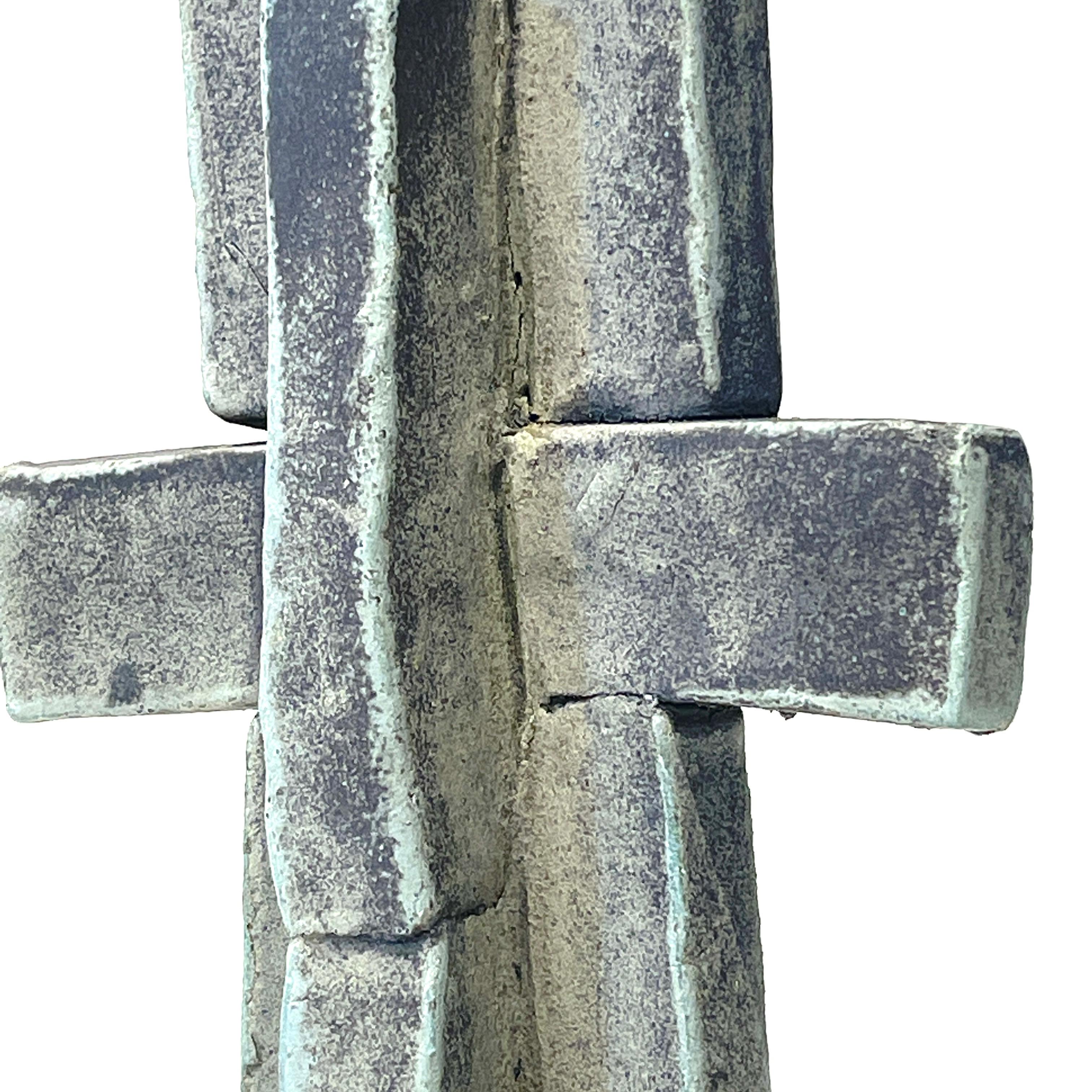 'Cross Reference' Weathered Bronze Ceramic Sculpture - Gray Abstract Sculpture by Judy Engel