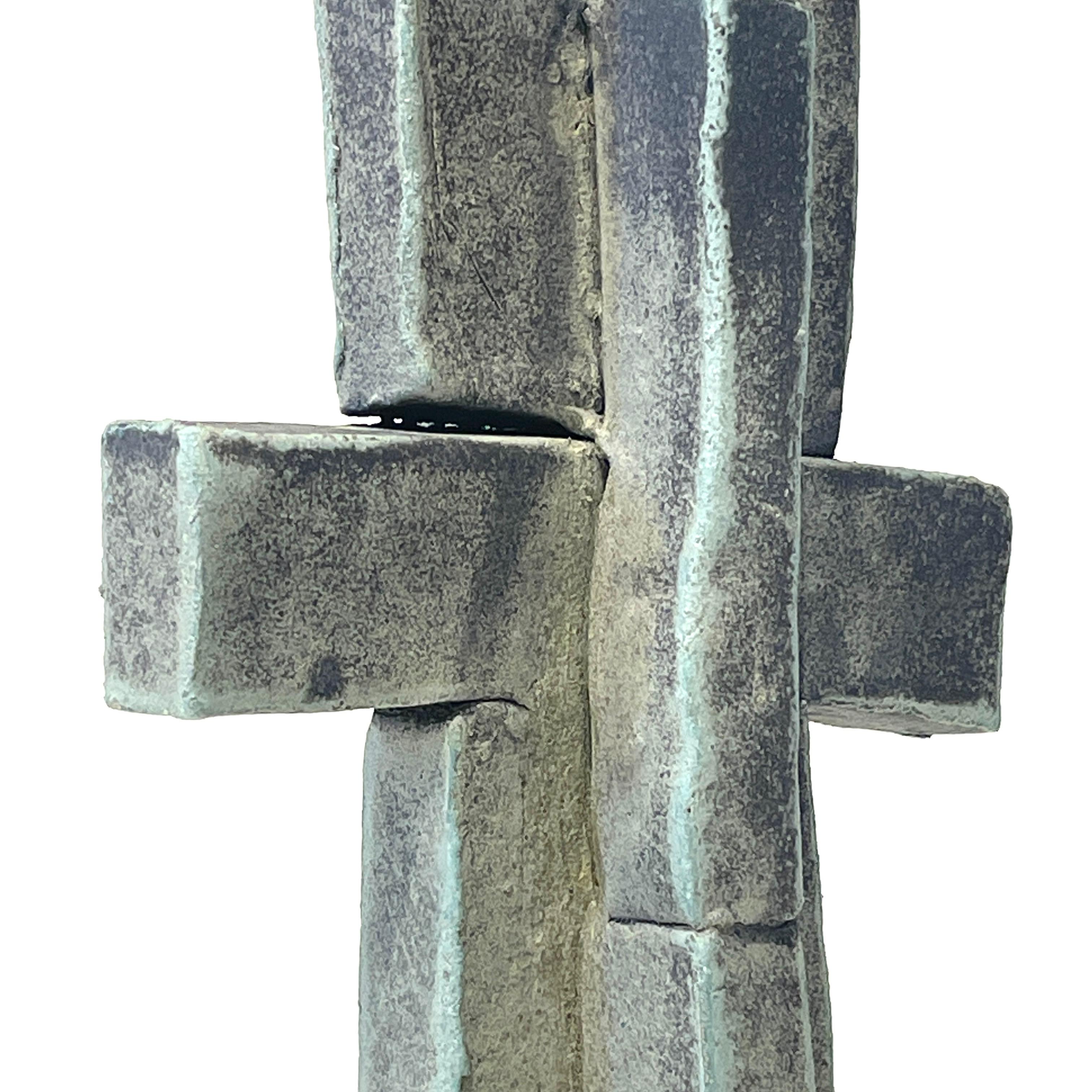 'Cross Reference' Weathered Bronze Ceramic Sculpture For Sale 1