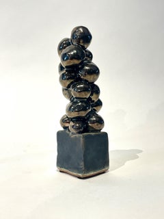 Escultura de cerámica esmaltada metalizada y bronce envejecido "Palline di Platino