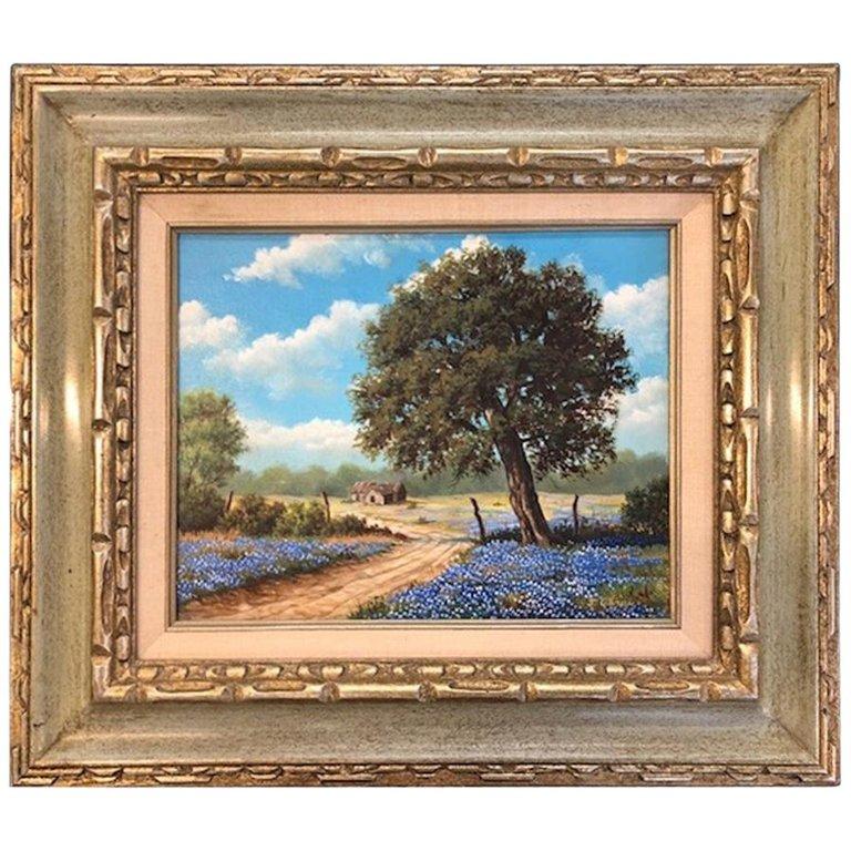 Judy Gibson Landscape Painting - Oak Tree on the Side of the Road