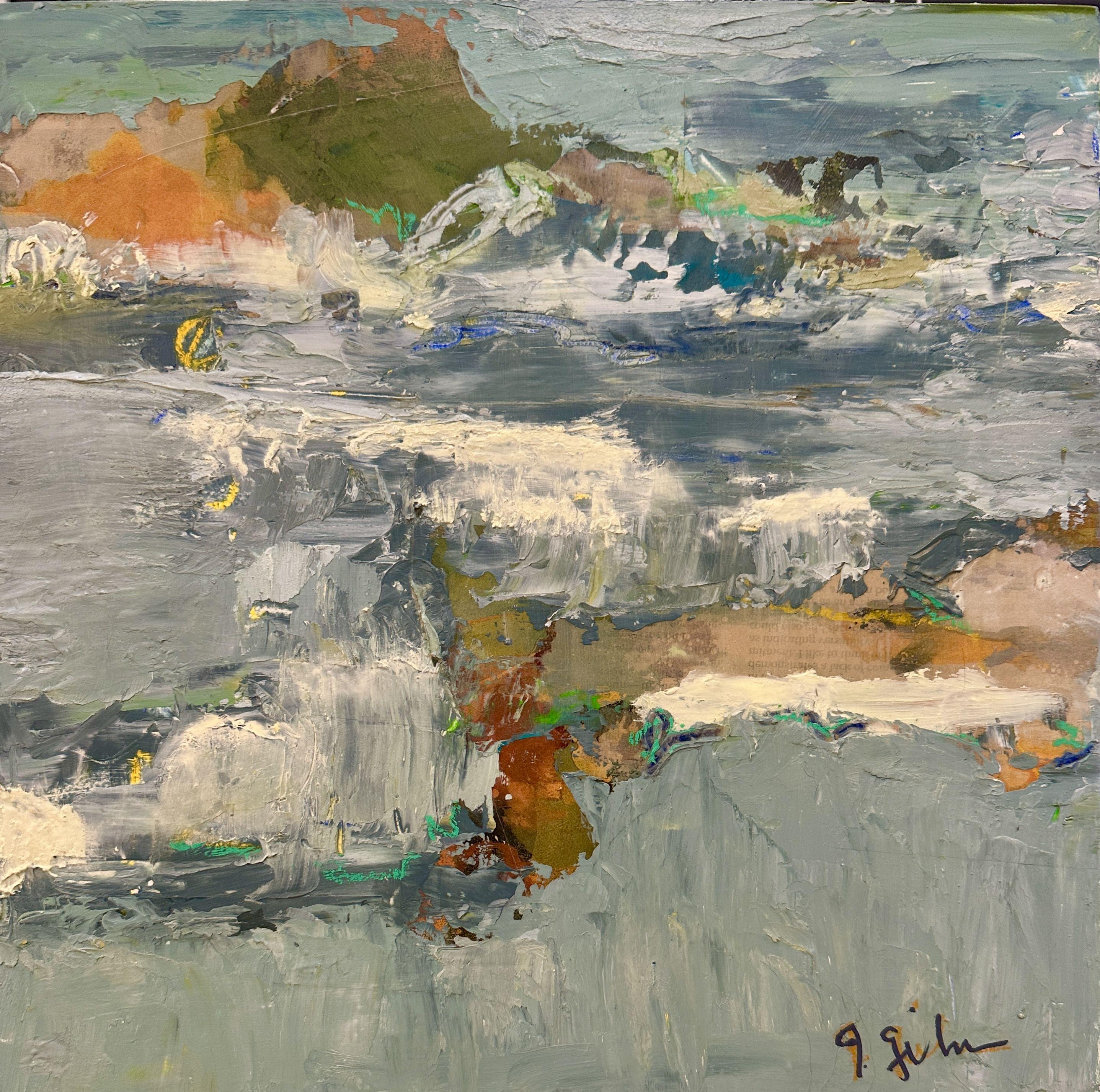 Rocky Shores, Mixed Media on Wood Panel