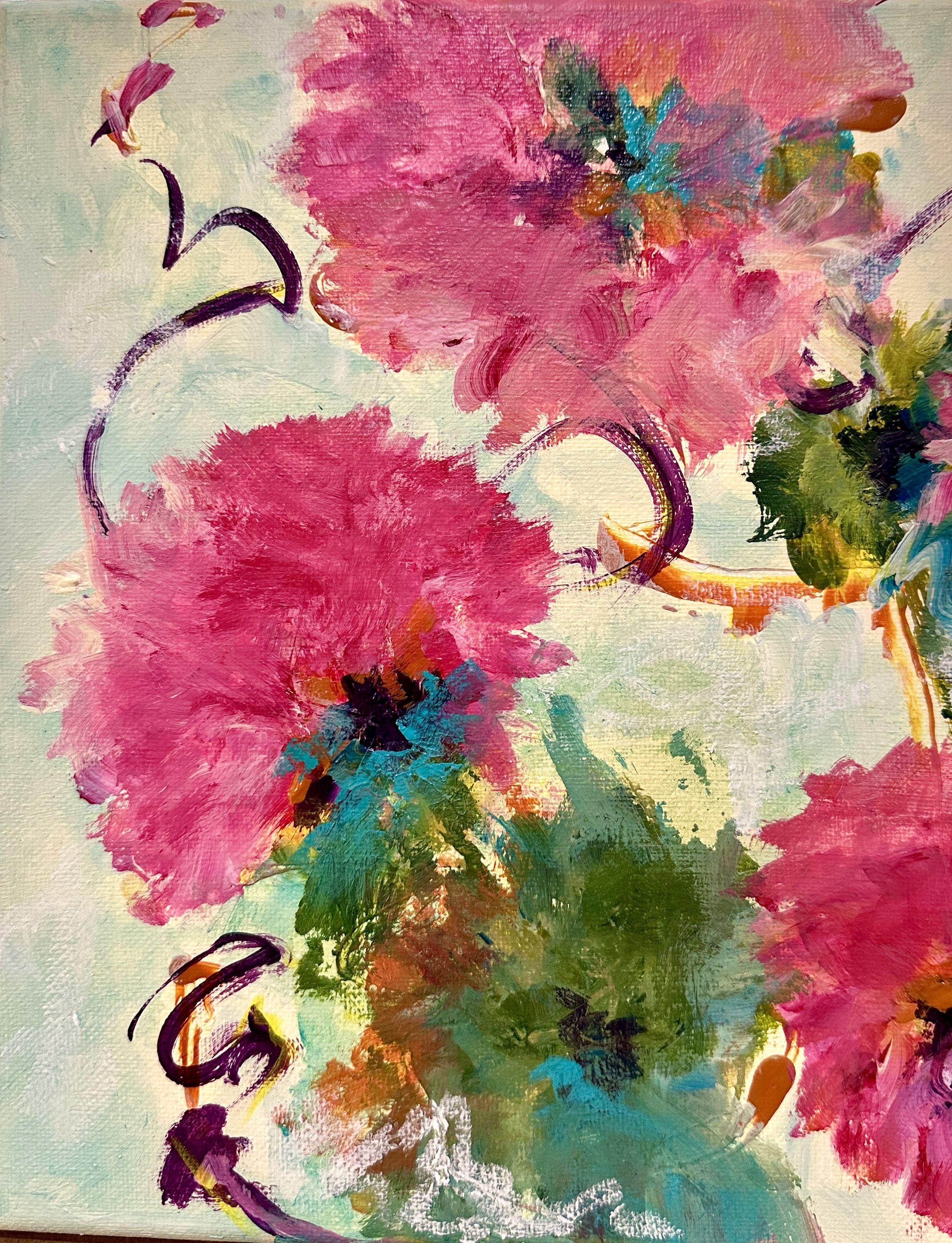 Ribbons & Roses III, Gemälde, Acryl auf Leinwand