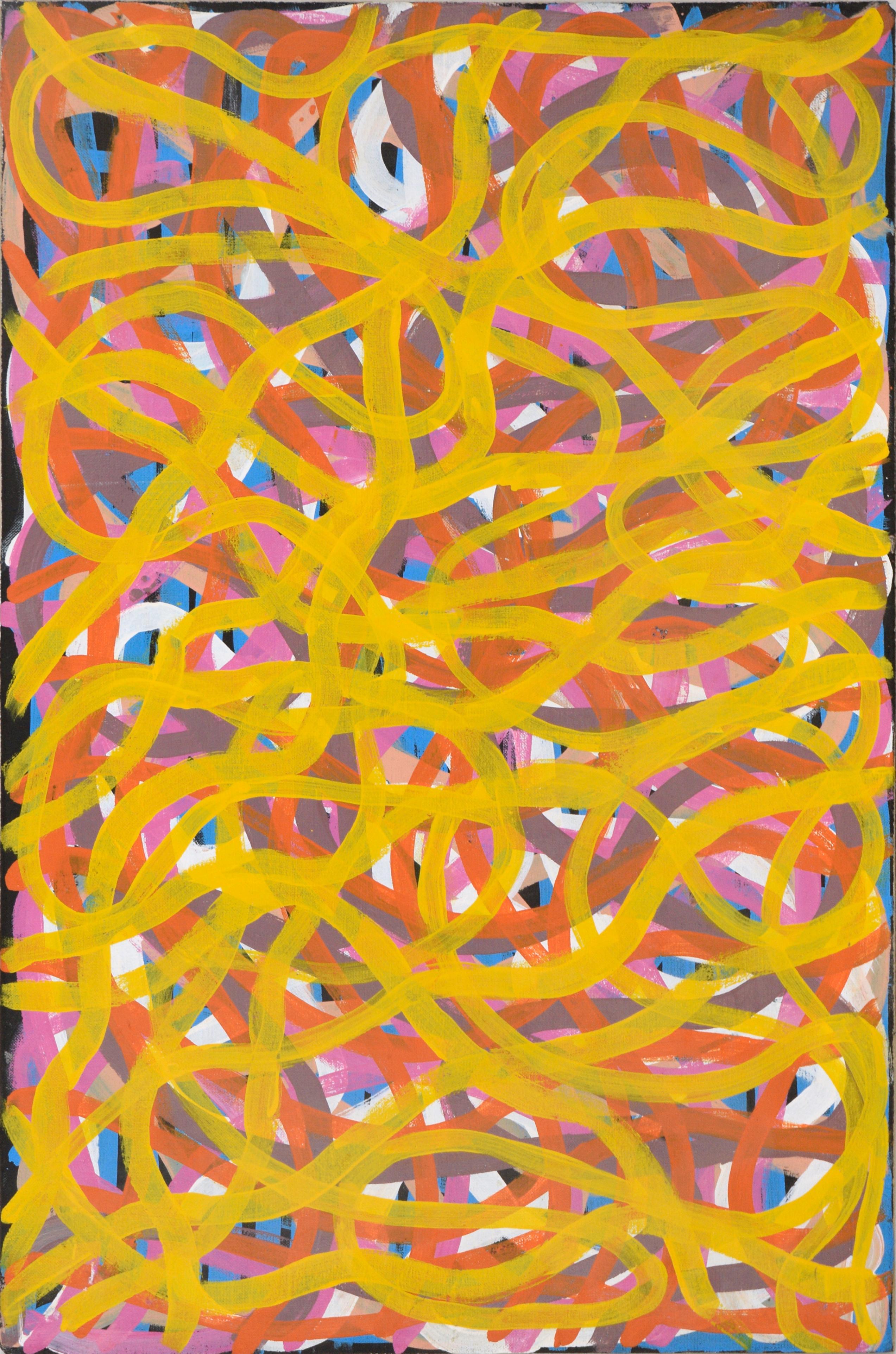 Abstract Painting Judy Greenie Kngwarreye - Dreaming Wild Yam Dreaming - Abstrait aborigène australien de Judy Kngwarreye (Ngwarai)
