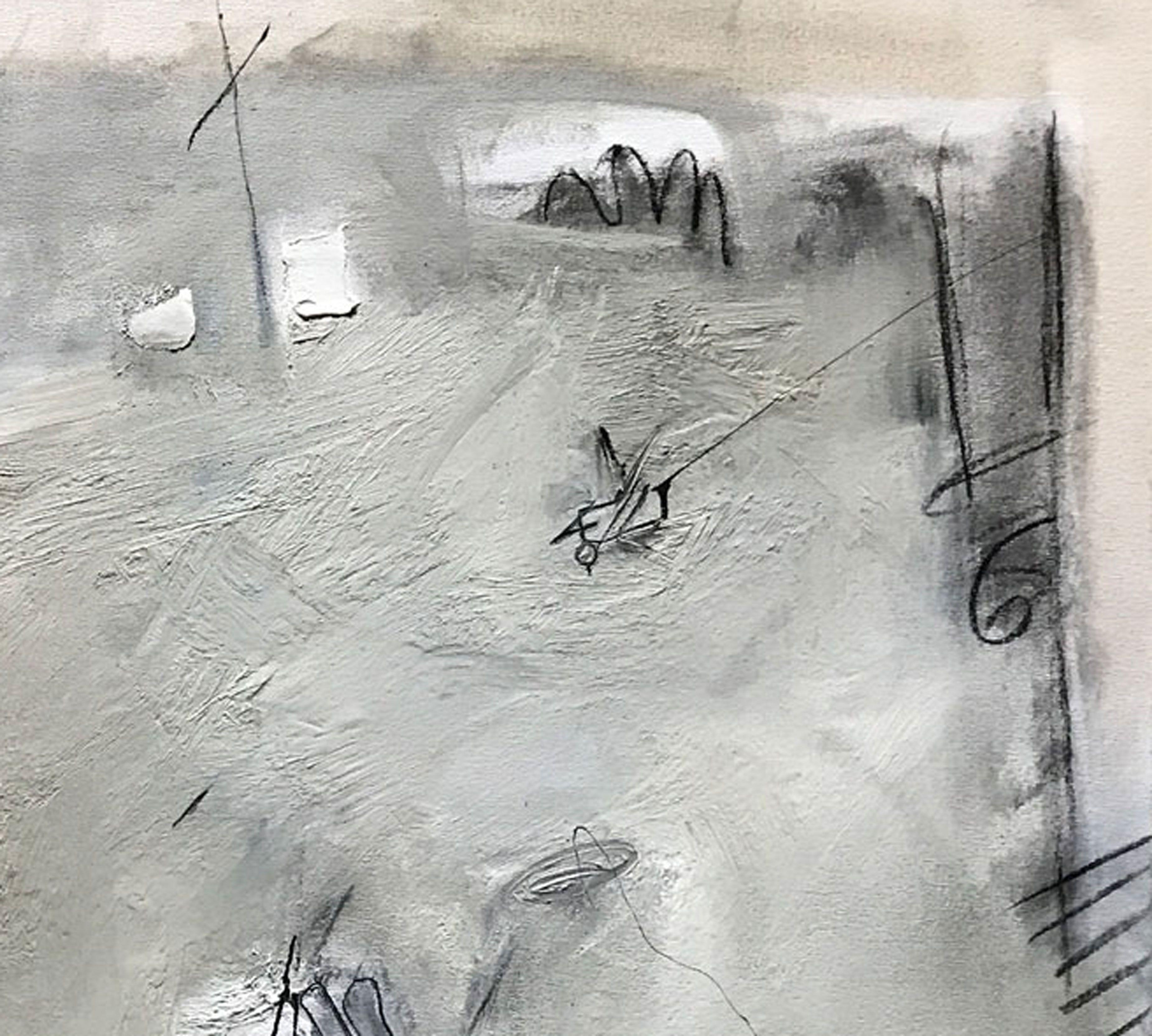 Don't Be So Attached, Painting, Oil on Canvas - Gray Abstract Painting by Judy Hintz Cox