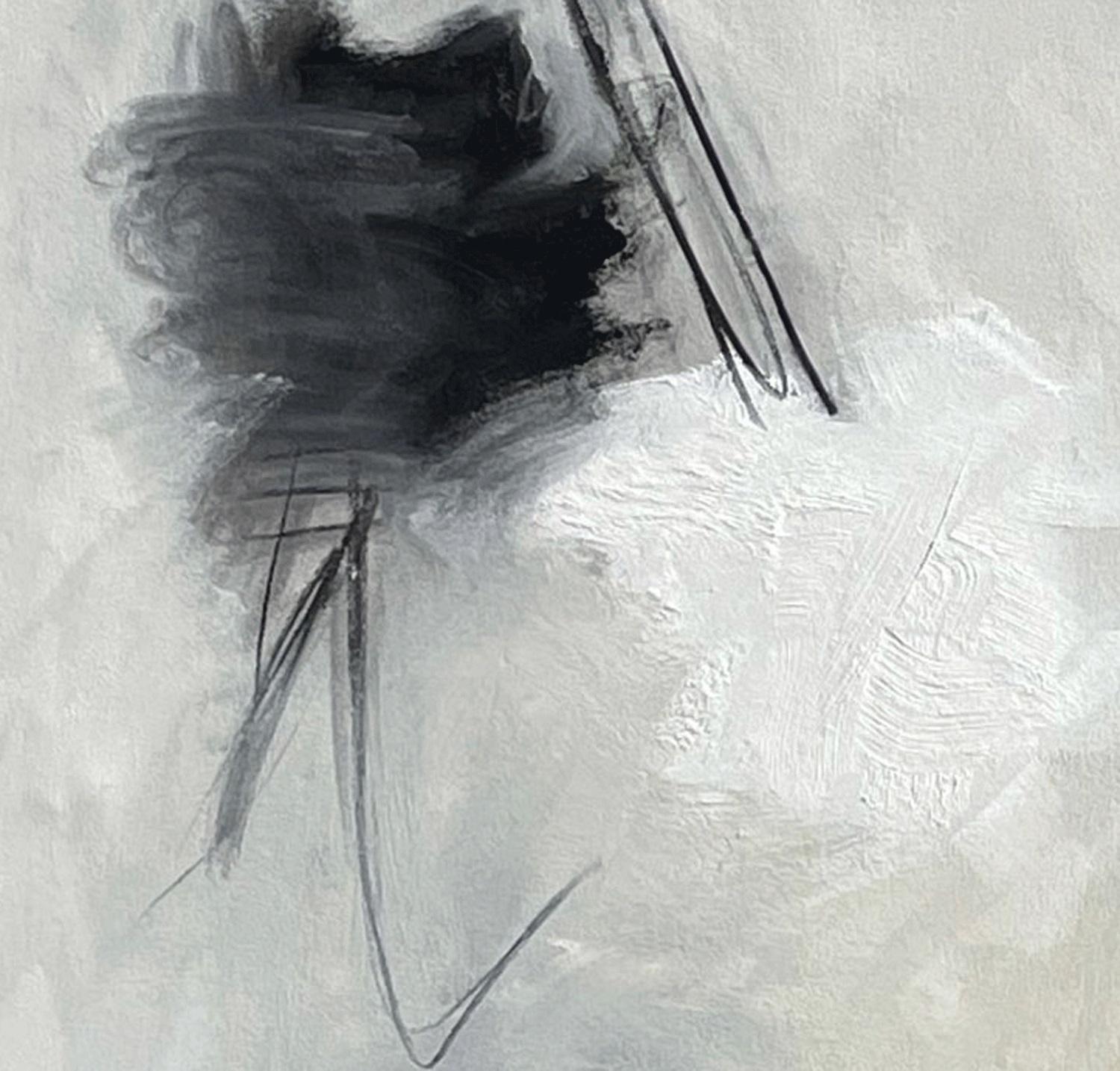 Escape the Prison of Ego, Painting, Oil on Canvas - Gray Abstract Painting by Judy Hintz Cox