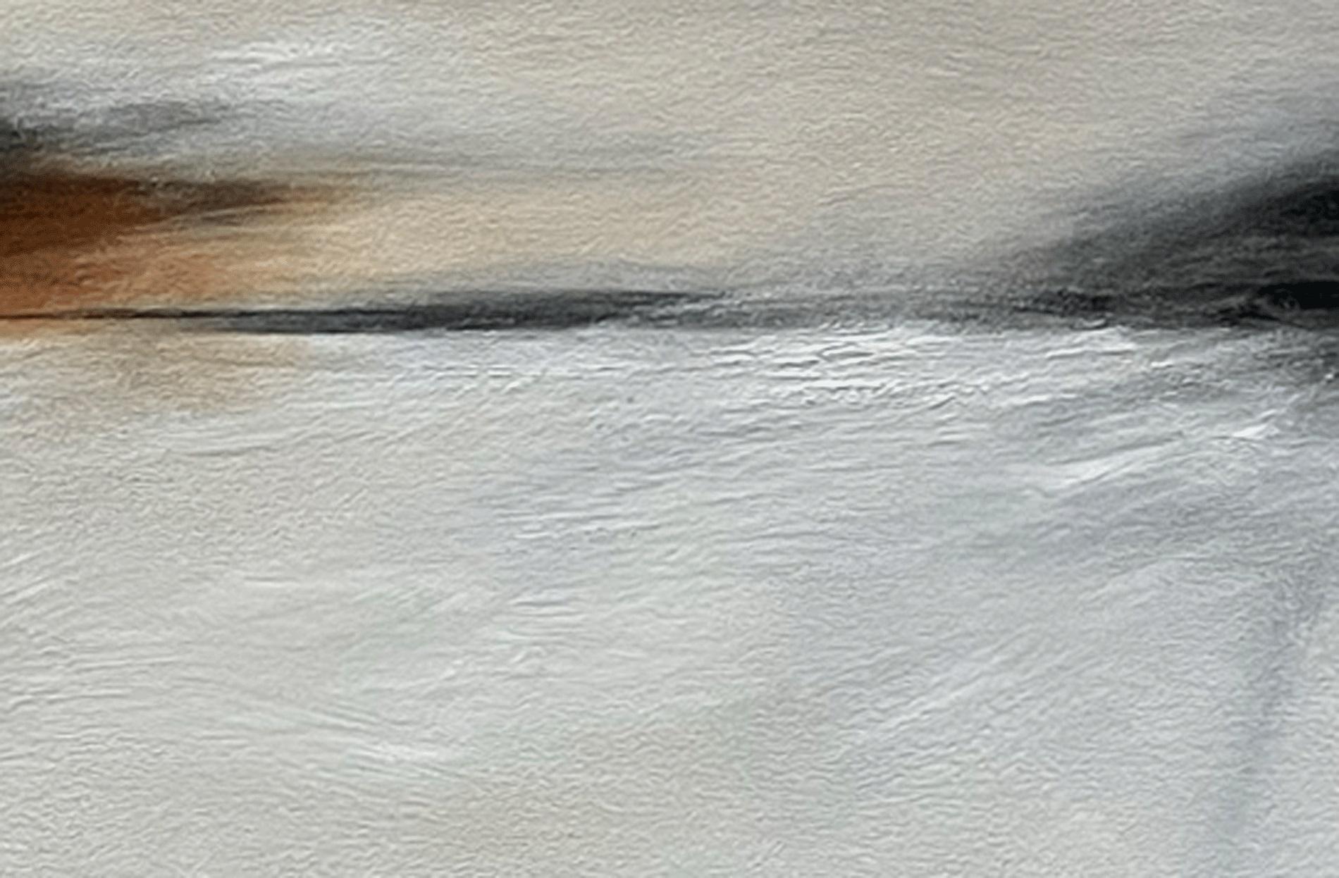 Kiss the Space, Painting, Oil on Canvas - Gray Abstract Painting by Judy Hintz Cox