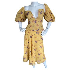 Judy Hornby Couture Vintage 1970's Butterfly Print Two Piece Dress Set