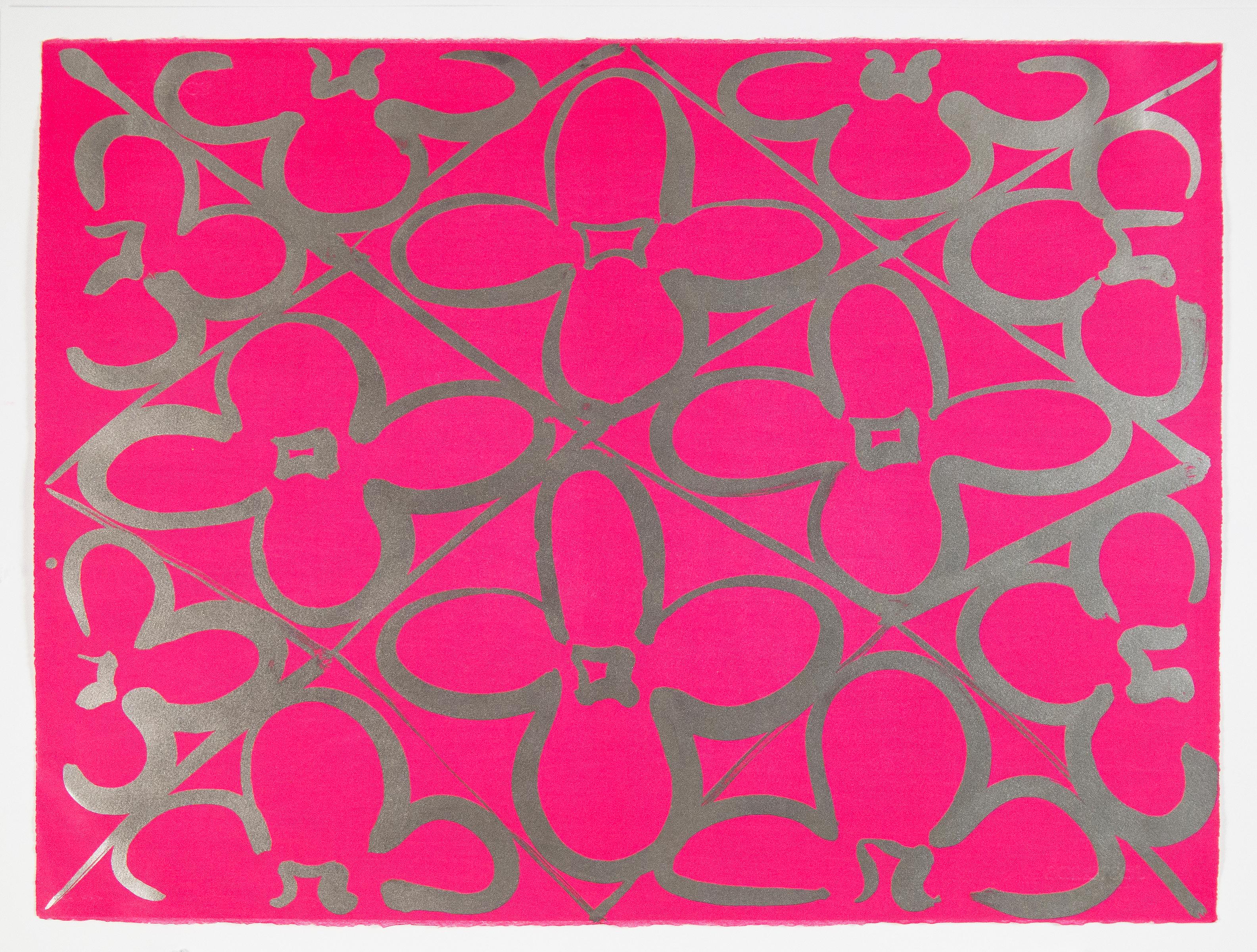 Judy Ledgerwood Abstract Print - Chromatic Patterns After the Graham Foundation - Pink