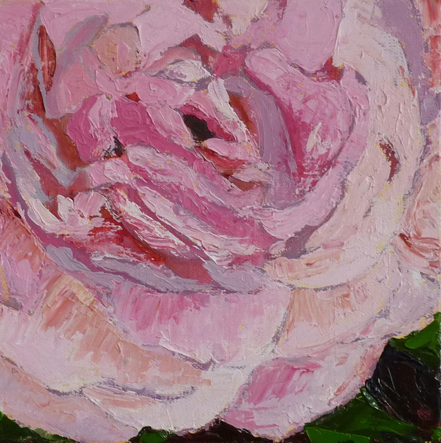 Judy Mackey Still-Life Painting - Pink Rose, Oil Painting