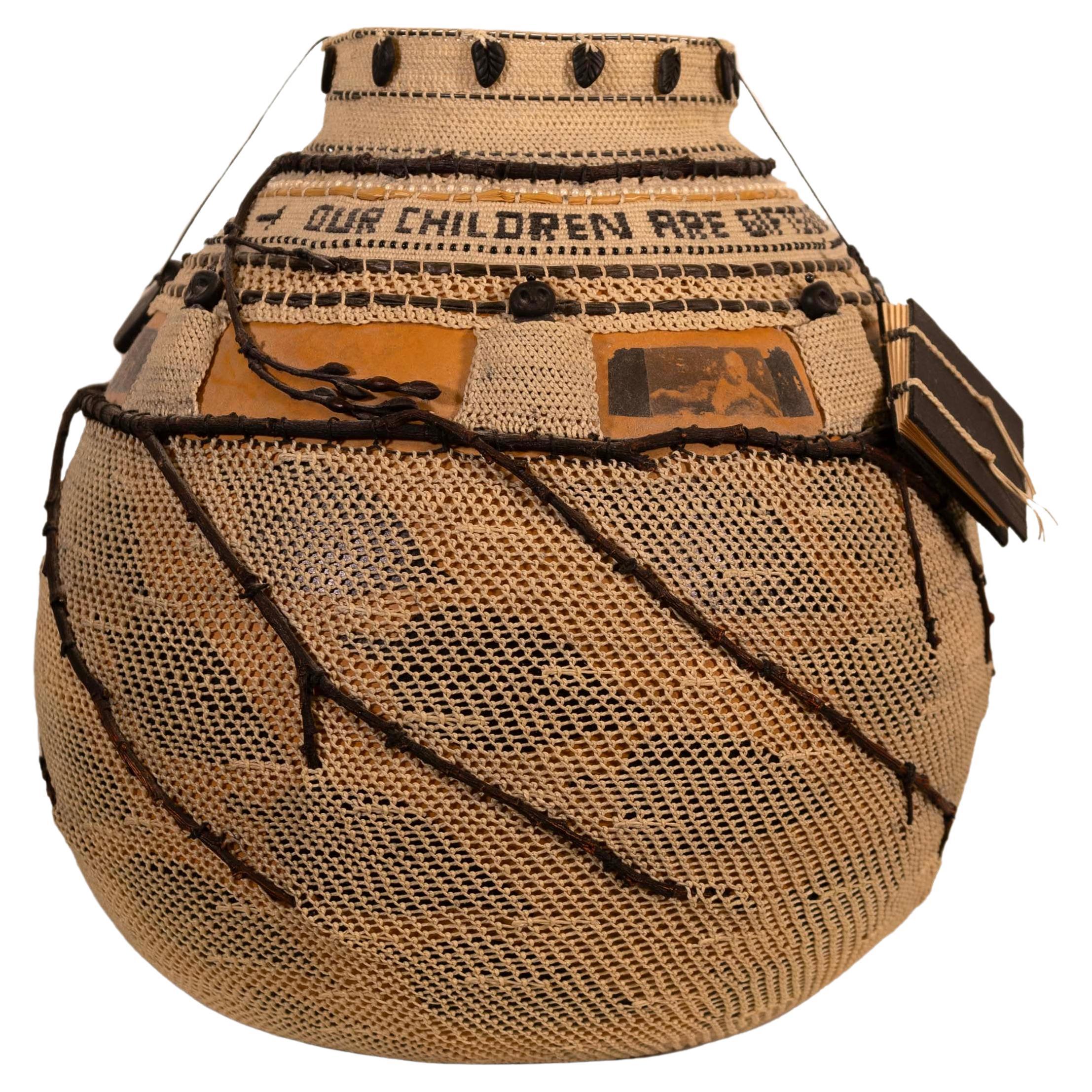Judy Mulford Our Children are Gifts 1995 Contemporary Mixed Media Basket Fiber For Sale