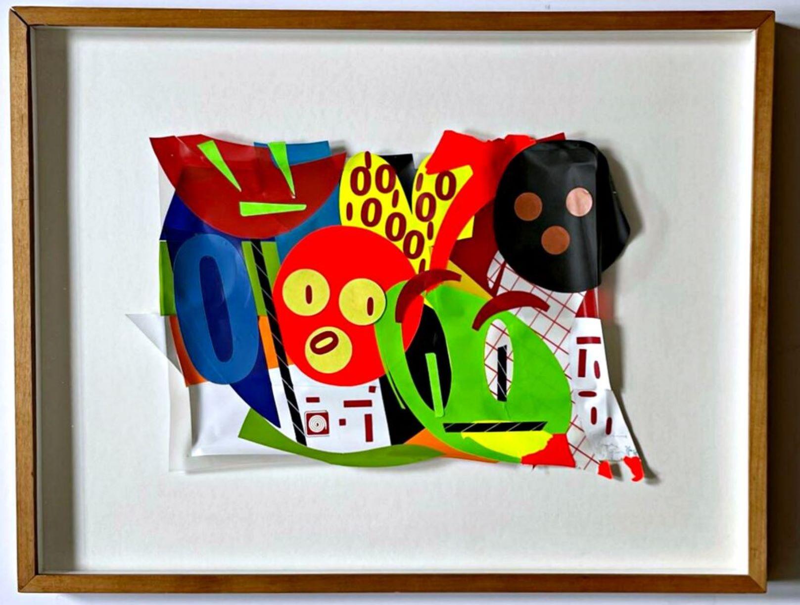 Judy Pfaff Original abstract hand Signed mixed media 3D collage, Unique, Framed For Sale 1