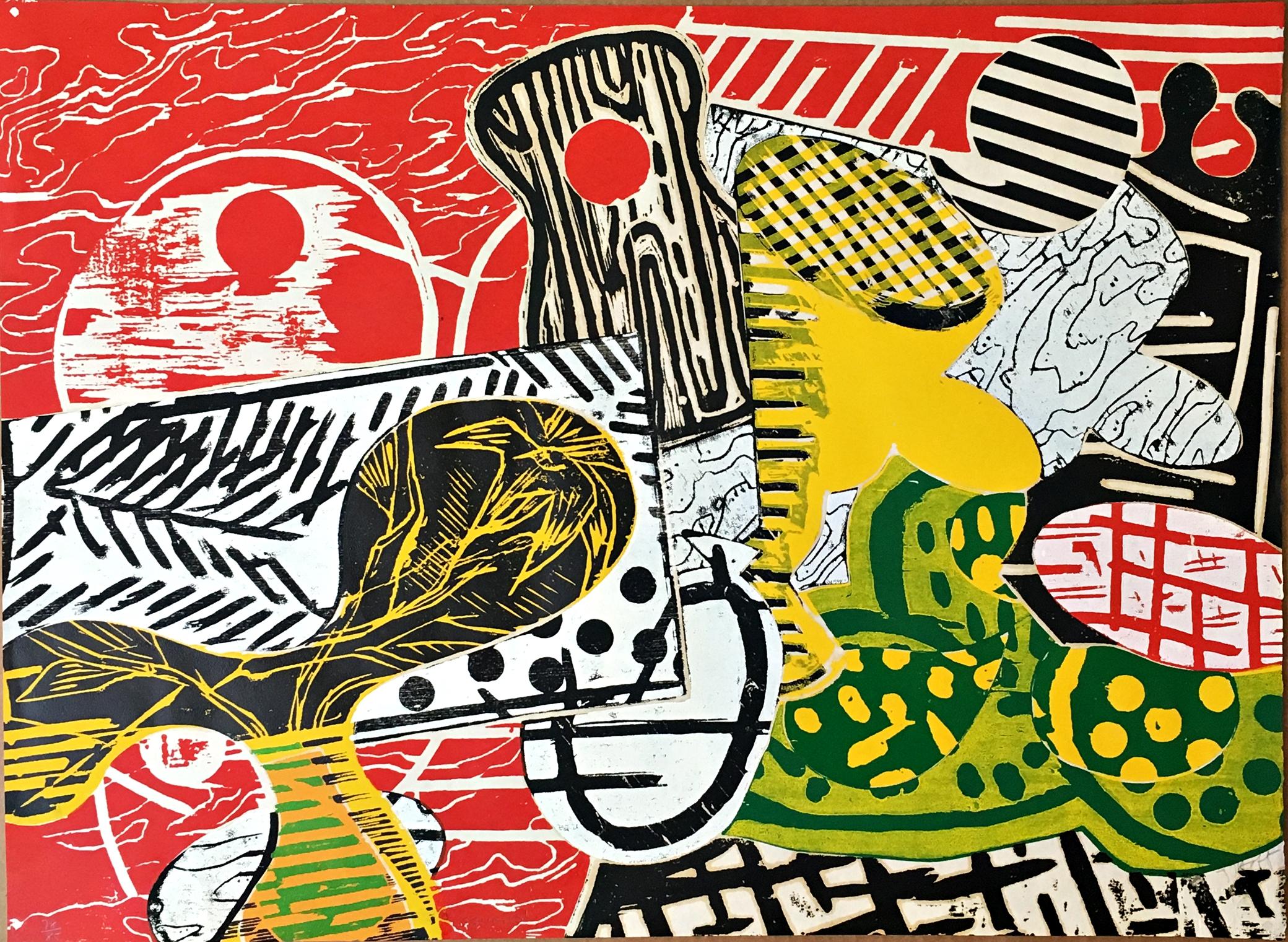 Judy Pfaff Abstract Print – Squash scarce Abstrakter Expressionist Holzschnitt aus europäischem Portfolio S/N