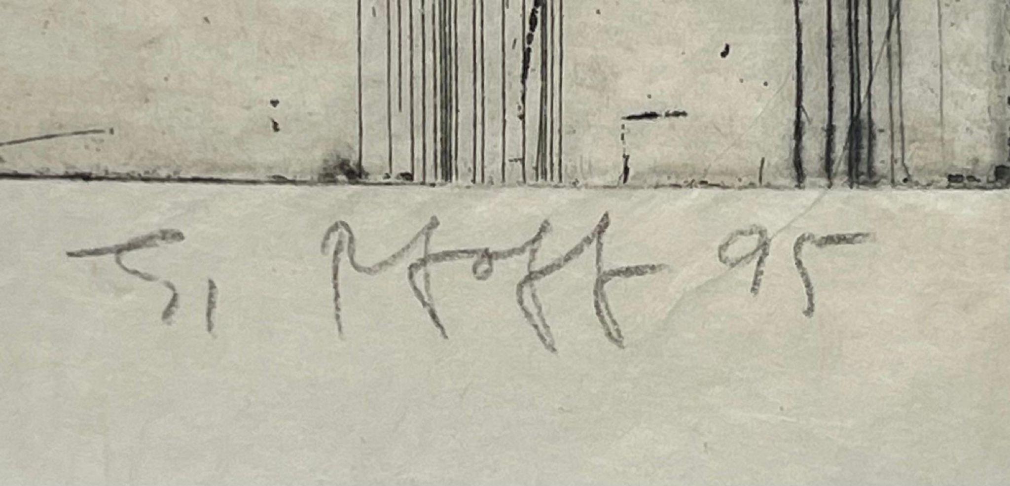 Wufu Wu, The Five Chinese Blessings Etching on Japanese Kozo paper Signed Framed – Print von Judy Pfaff