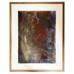 Mixed Media-Gemälde ""Mädchen im Universum" von Judy Pike