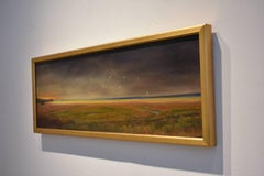 Approaching Storm (Small Landscape Oil Painting of Nova Scotia, Gold Frame)