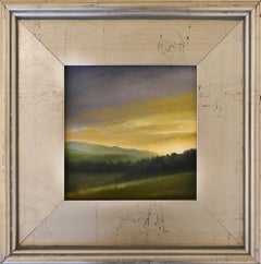 Catskill Evening : Landscape Oil Painting, Countryside Sunset Over Mountains