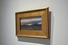 Catskill Sunset (Small Landscape Patel on Paper of Catskill, Gold Frame)