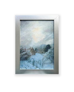 Maine Snowfall (Traditional Plein Air Landscape Painting, Winter Scene)