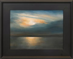 Night Falling (Plein Air Hudson River School Style Landscape Painting, Framed)