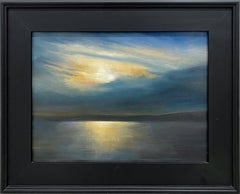 Night Falling (Plein Air Hudson River School Style Landscape Painting, Framed)