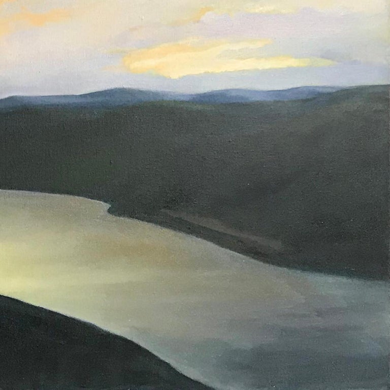 North Sky, Hudson River (Framed Landscape Painting on Canvas of a Winter Sunset) For Sale 5