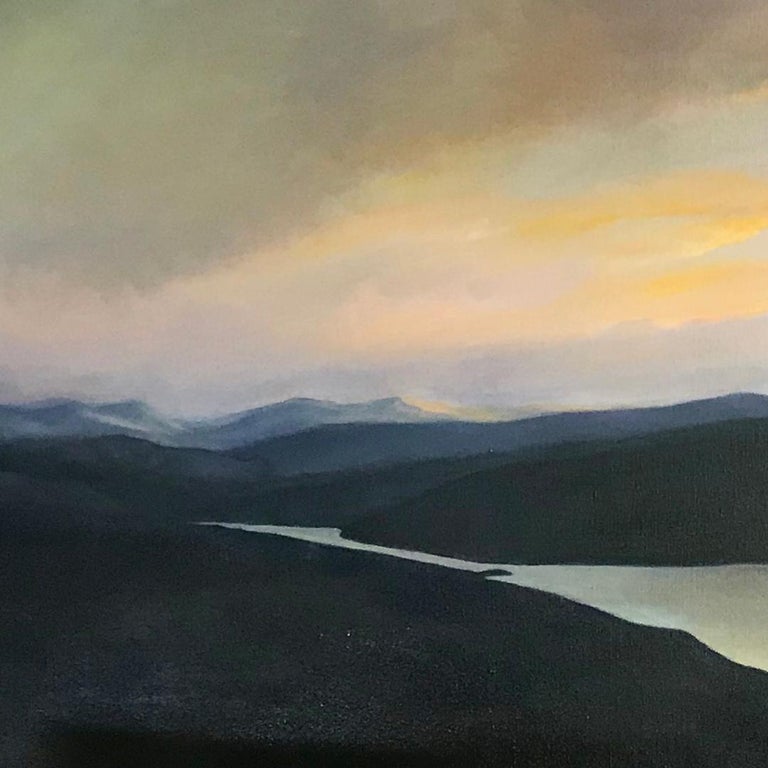 North Sky, Hudson River (Framed Landscape Painting on Canvas of a Winter Sunset) For Sale 6