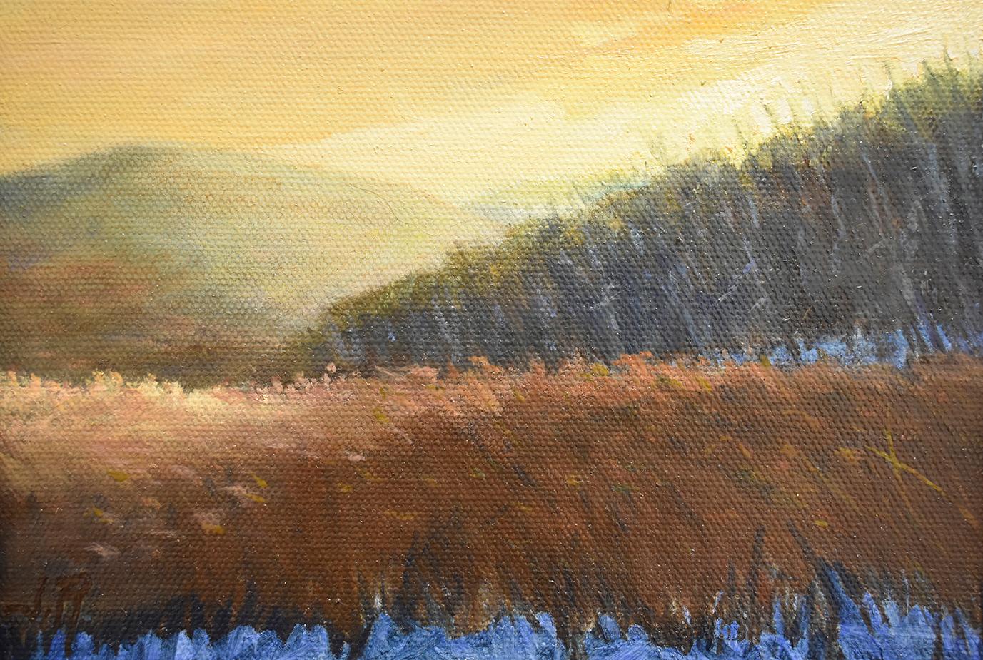 Resting Field in Winter (En Plein Air Landscape Painting on Canvas of a Sunset)  2