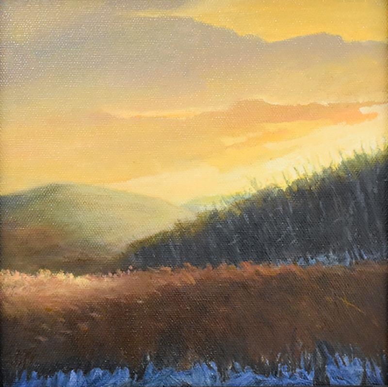 sunset field painting