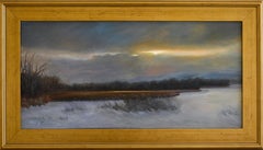 Tivoli Marsh (Framed Hudson River School Style Painting of a Winter Landscape)