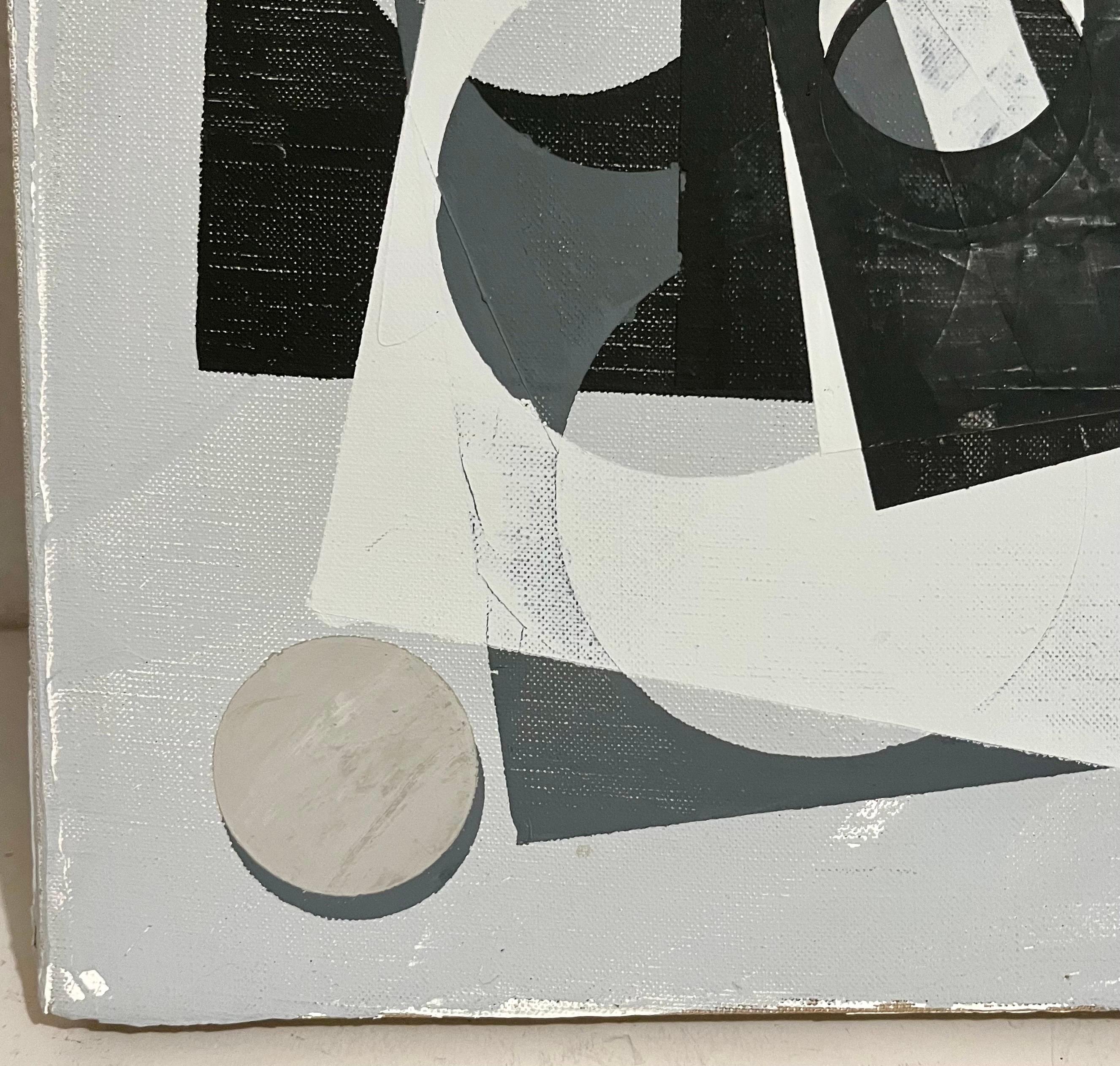 Pintura figurativa americana abstracta geométrica en técnica mixta Judy Rifka en venta 3