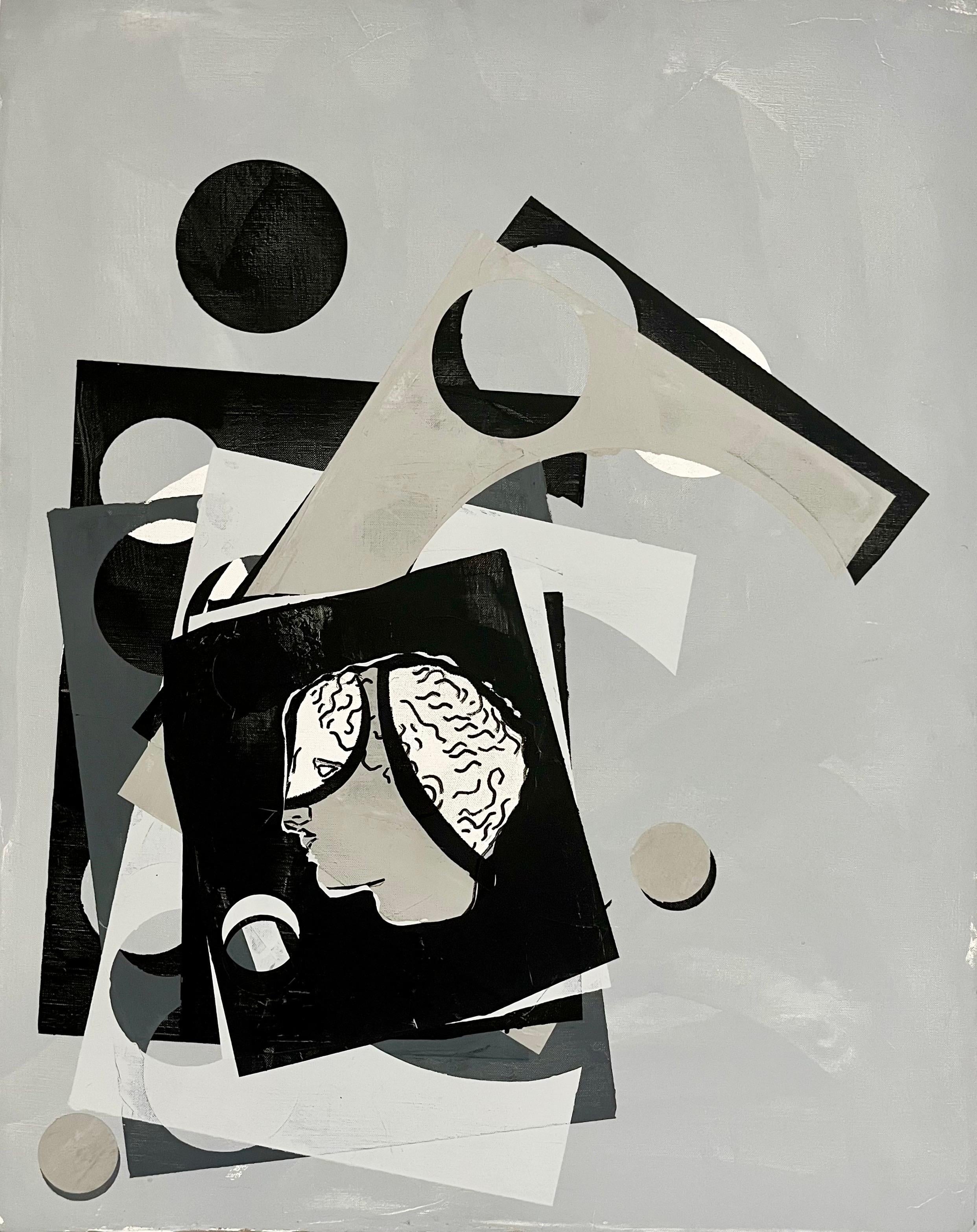 Pittura americana figurativa astratta geometrica a tecnica mista Judy Rifka