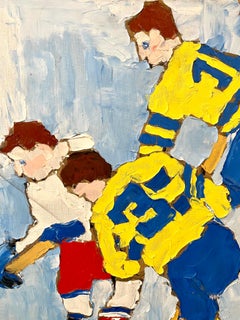 Judy Rifka, Abstract Expressionist Oil Painting Hockey Players. Brooke Alexander