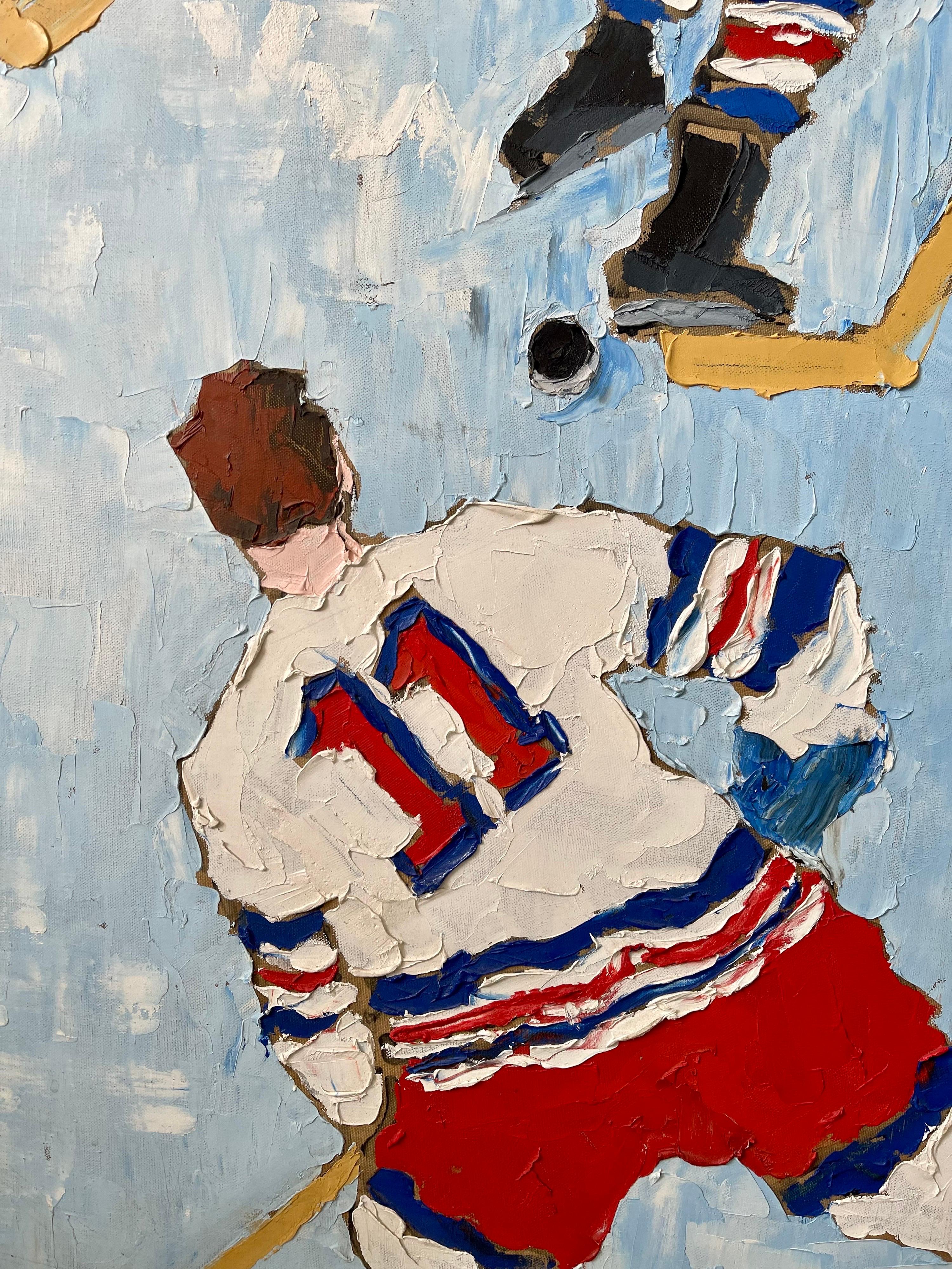 Judy Rifka, Abstract Expressionist Oil Painting Hockey Players. Brooke Alexander For Sale 4