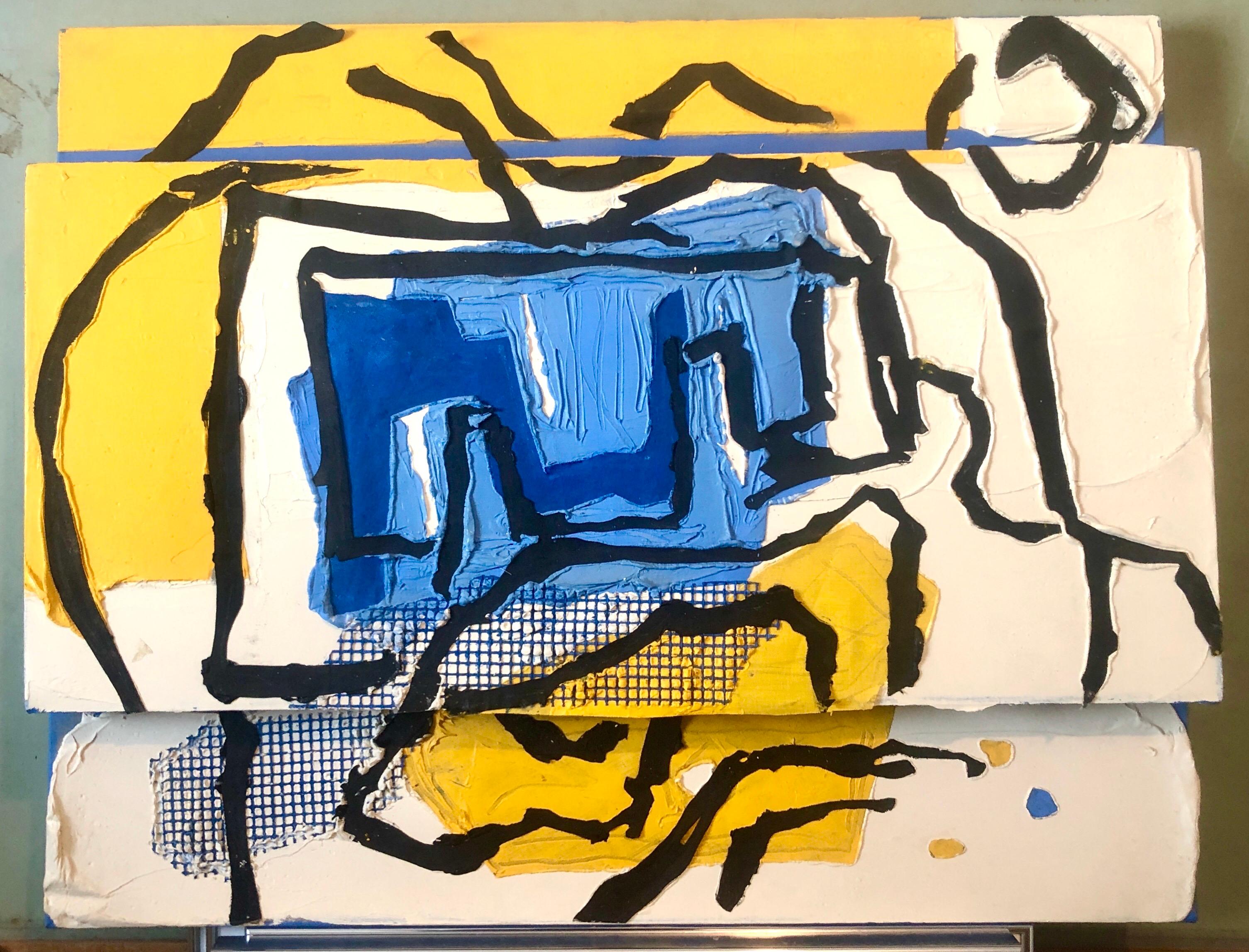 Judy Rifka, Pittura ad olio espressionista astratta Costruzione 3D a tecnica mista in vendita 14