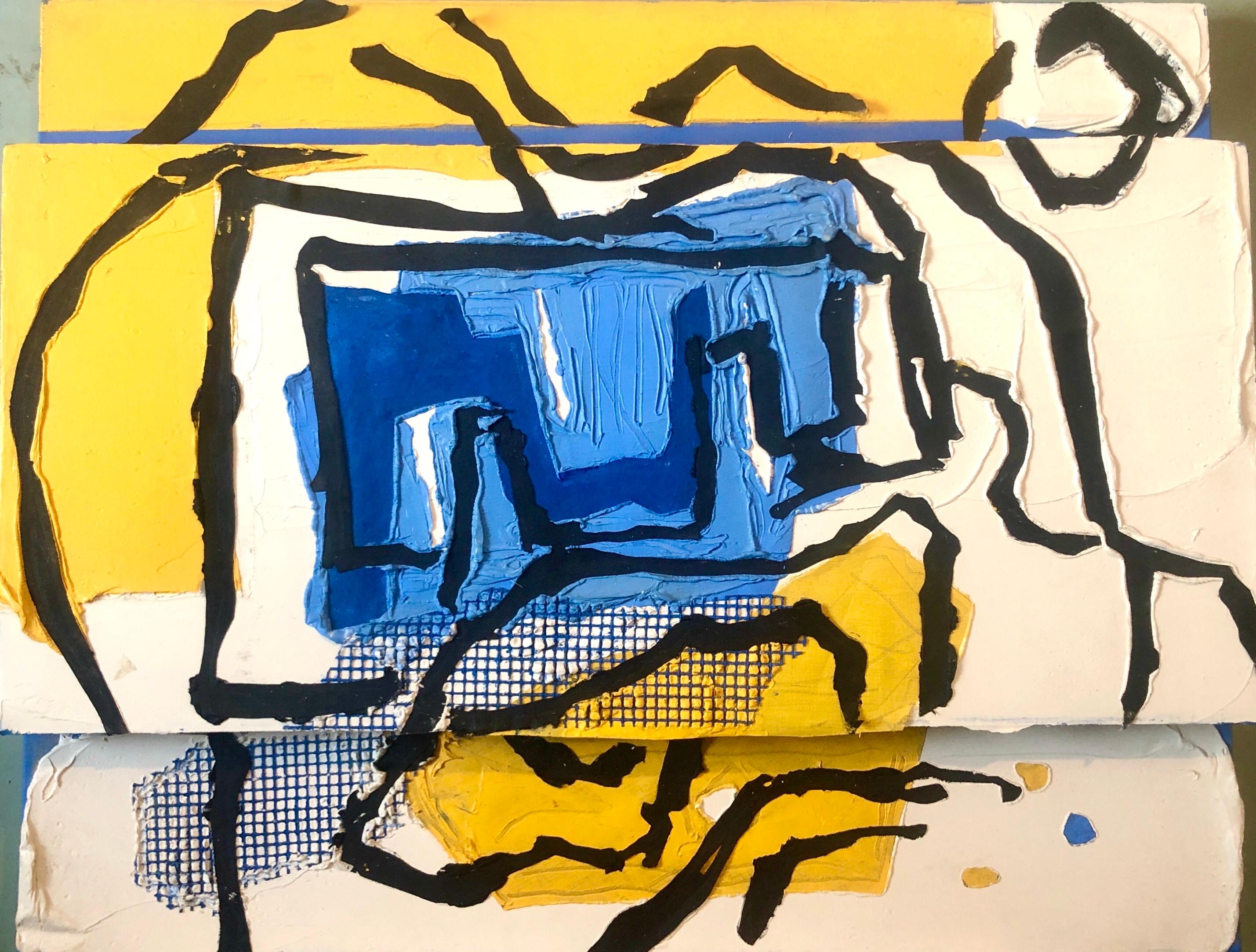 Judy Rifka, Pittura ad olio espressionista astratta Costruzione 3D a tecnica mista in vendita 1