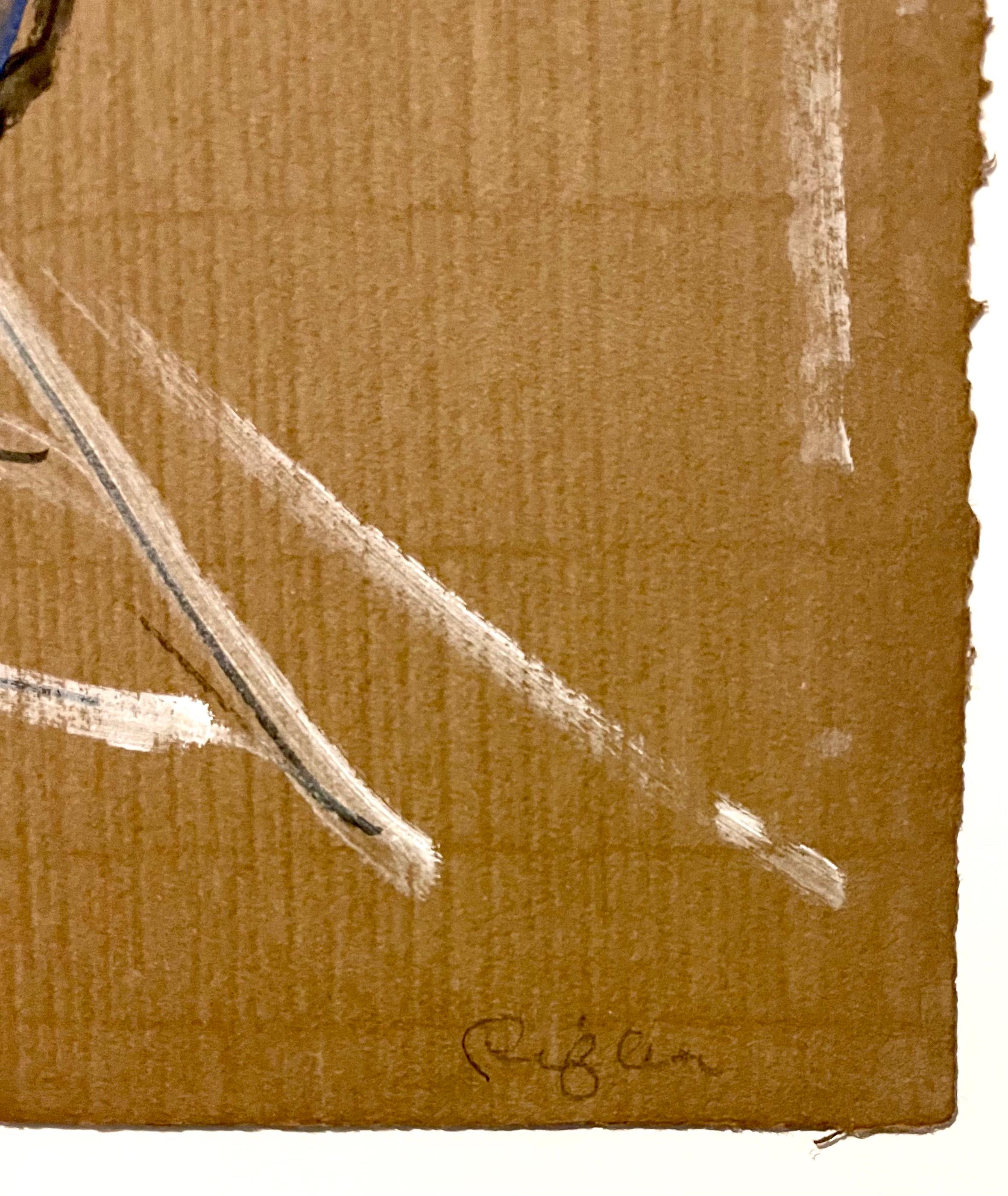 Judy Rifka, Pintura al óleo expresionista abstracta sobre papel Jugadores de hockey en venta 1