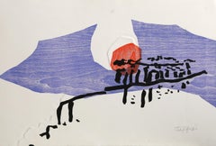 The Acropolis, Minimalist Lithograph and Woodcut by Judy Rifka