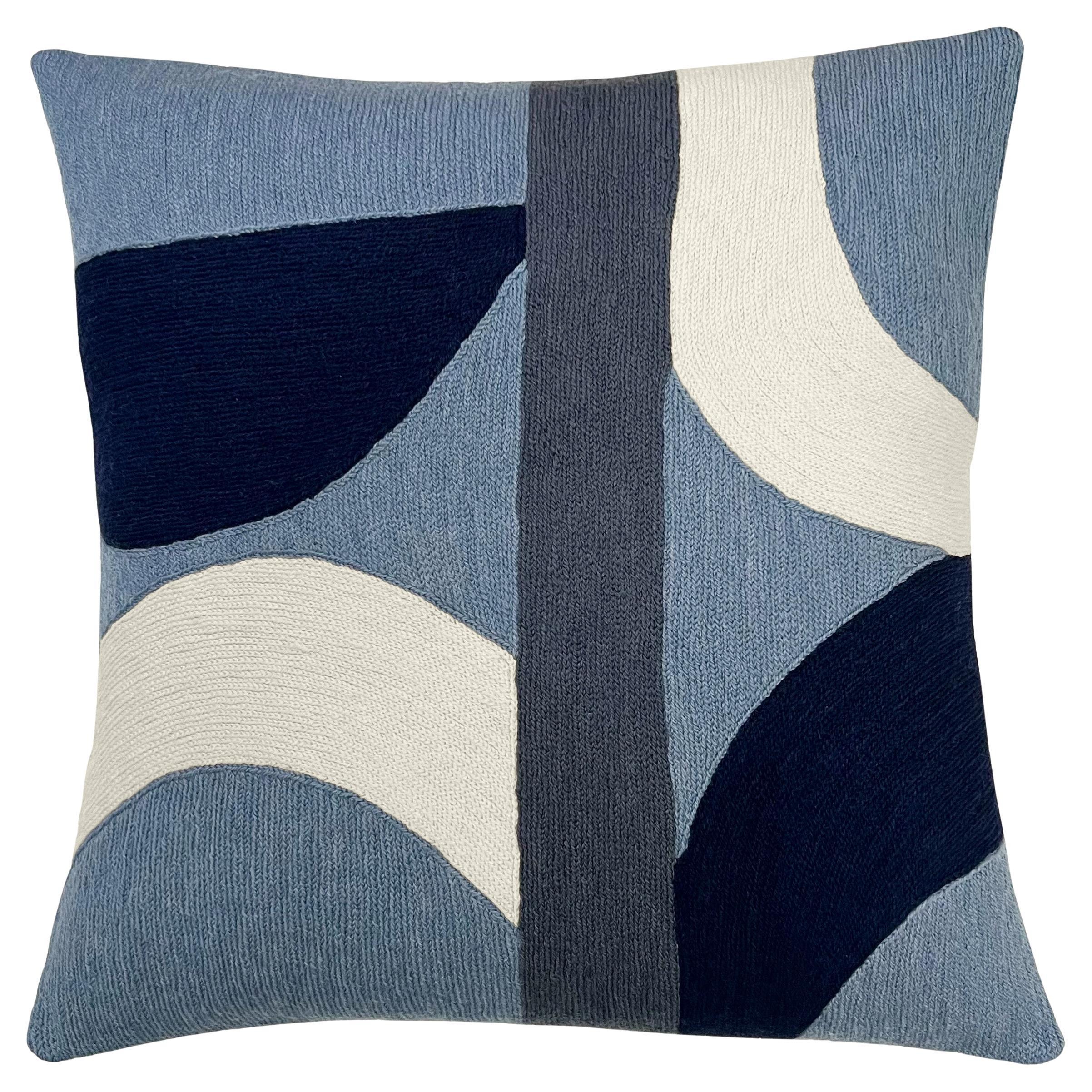 Judy Ross Textiles Eclipse Handbesticktes Kissen mit Kettenstickerei, 18 Zoll