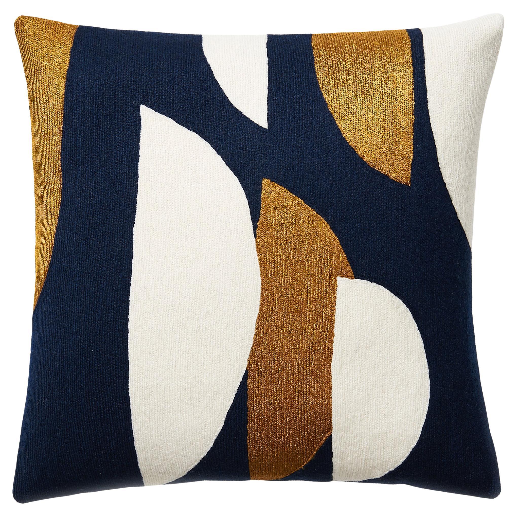 Judy Ross Textiles Slice Handbesticktes Kissen mit Kettenstickerei, 18 Zoll
