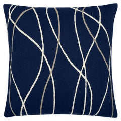 Judy Ross Textiles Streamers Handbesticktes Kissen mit Kettenstickerei, 18 Zoll
