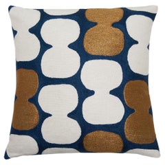 Judy Ross Textiles Tabla Hand-Embroidered Chainstitch Pillow, 18 Inch