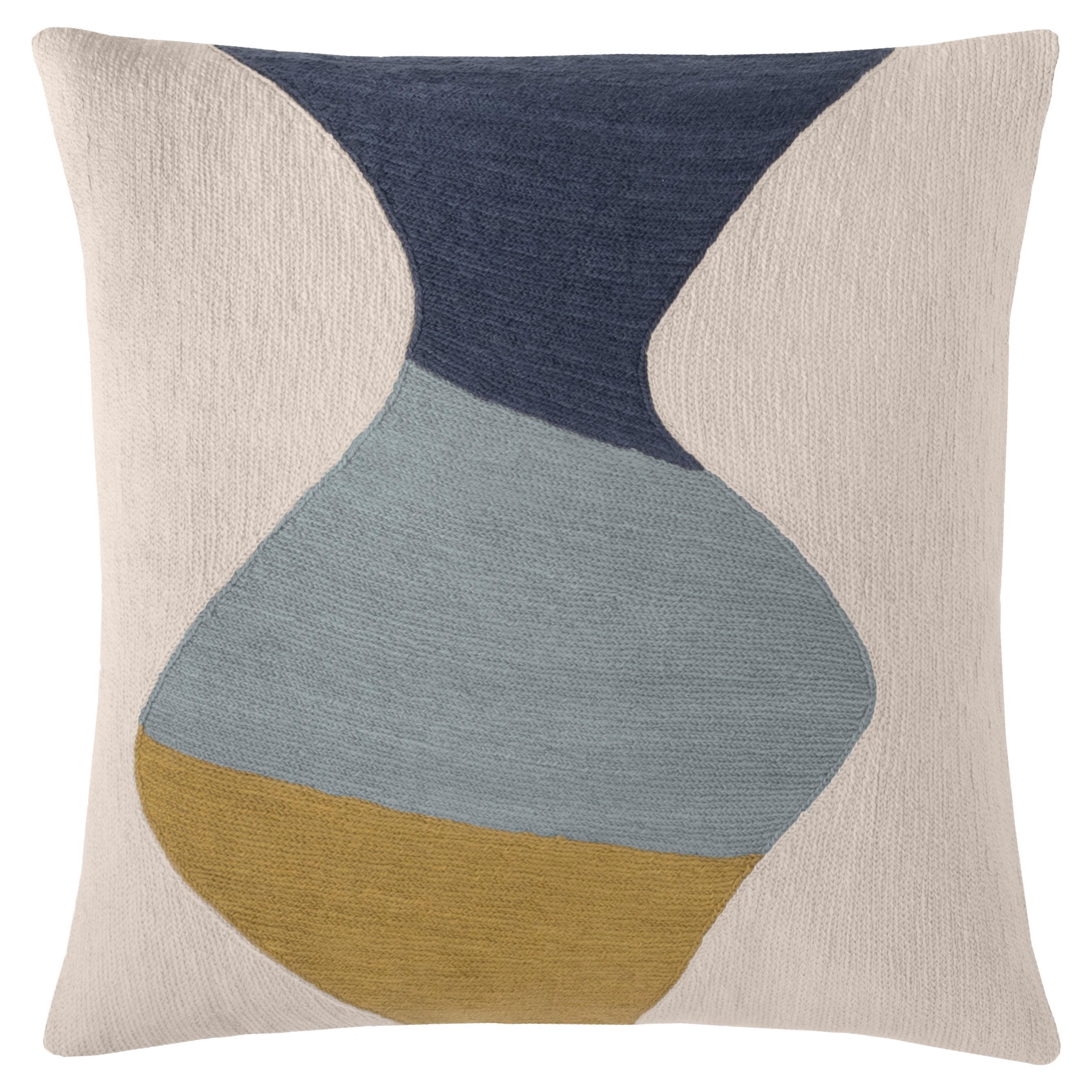 Judy Ross Textiles Totem-Kissen, handbestickt mit Kettenstickerei, 18 Zoll