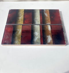 Judy Stabile parete acrilica su vetro geometrica, pittura astratta inversa.