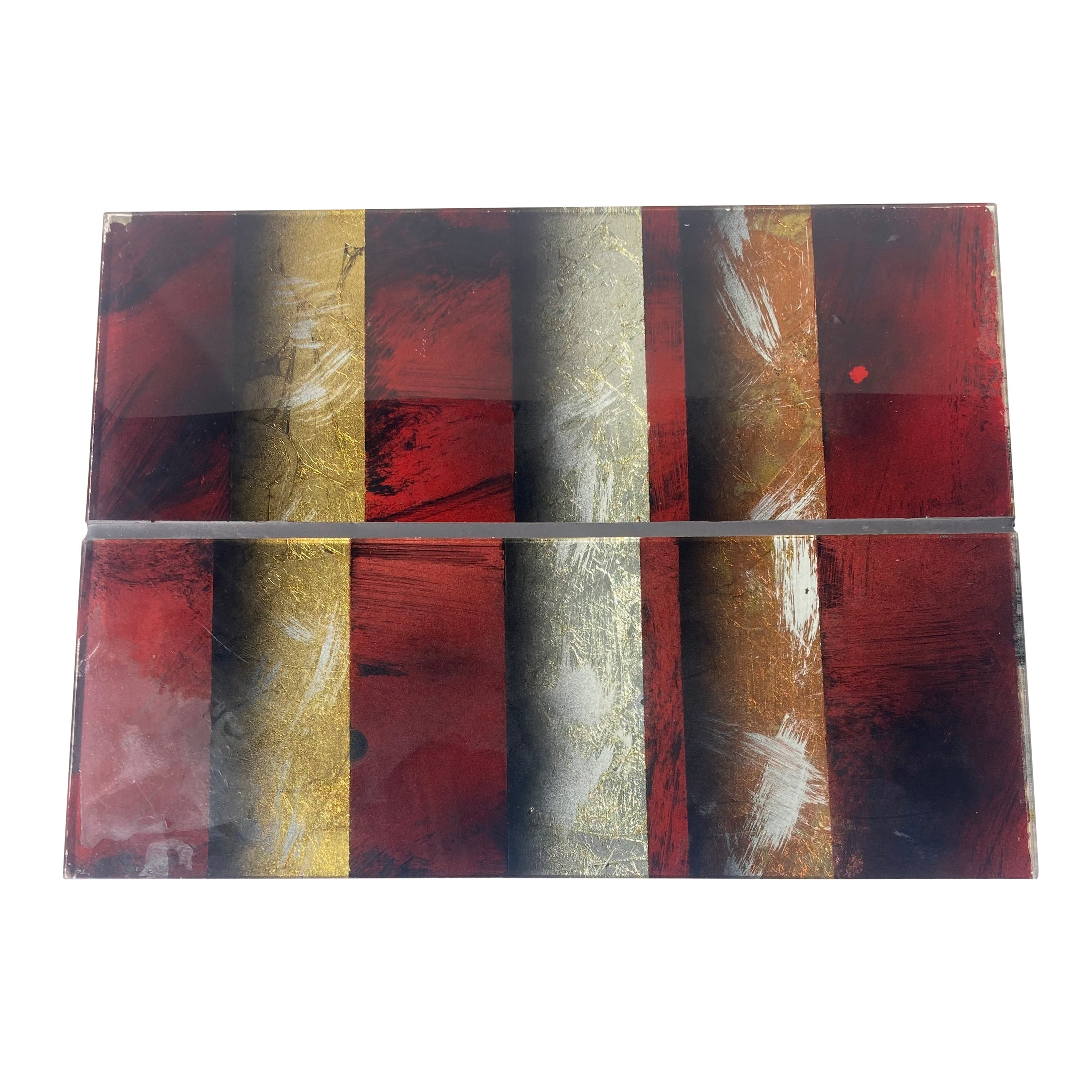 Judy Stabile Wand Acryl auf Glas Geometrisches, abstraktes, rückseitiges Gemälde. im Angebot
