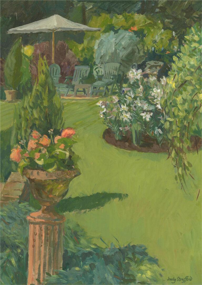 Judy Strafford - 20th Century Oil, Summer Garden For Sale 2
